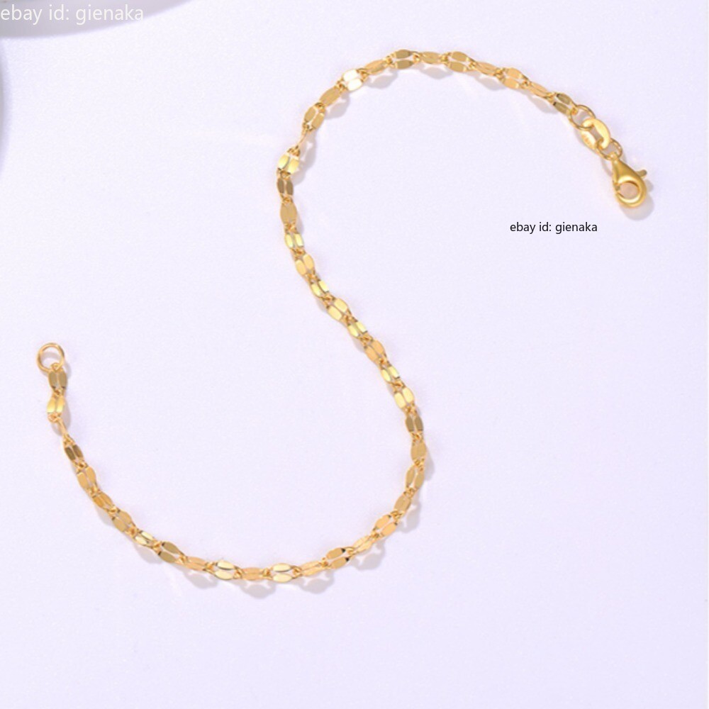 Pure 999 24K Yellow Gold Lip Chain Link Bracelet Bangle Anklet Women 5.9-9.5″
