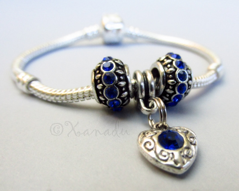 Sapphire Blue September Birthstone European Charm Beads For Large Hole Bracelets