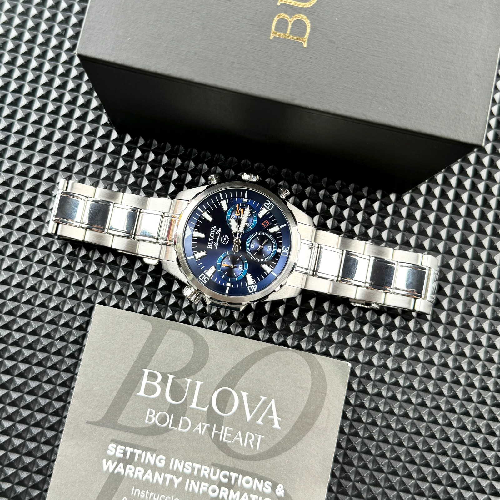 Bulova Marine Star Blue Dial 96B256 Quartz Men’s Watch 43.5mm