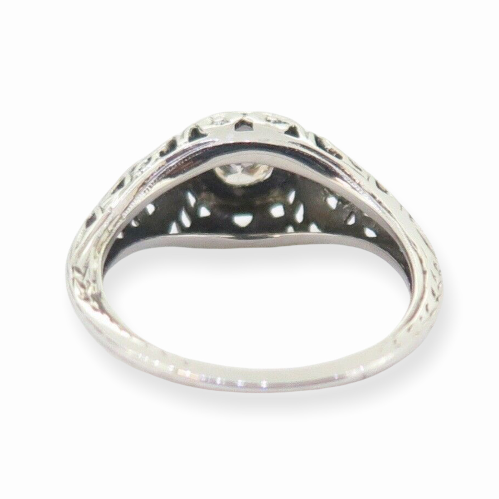 .A 18k White Gold 0.30ct Old Cut Diamond Set Antique Ring Size M Val $3150