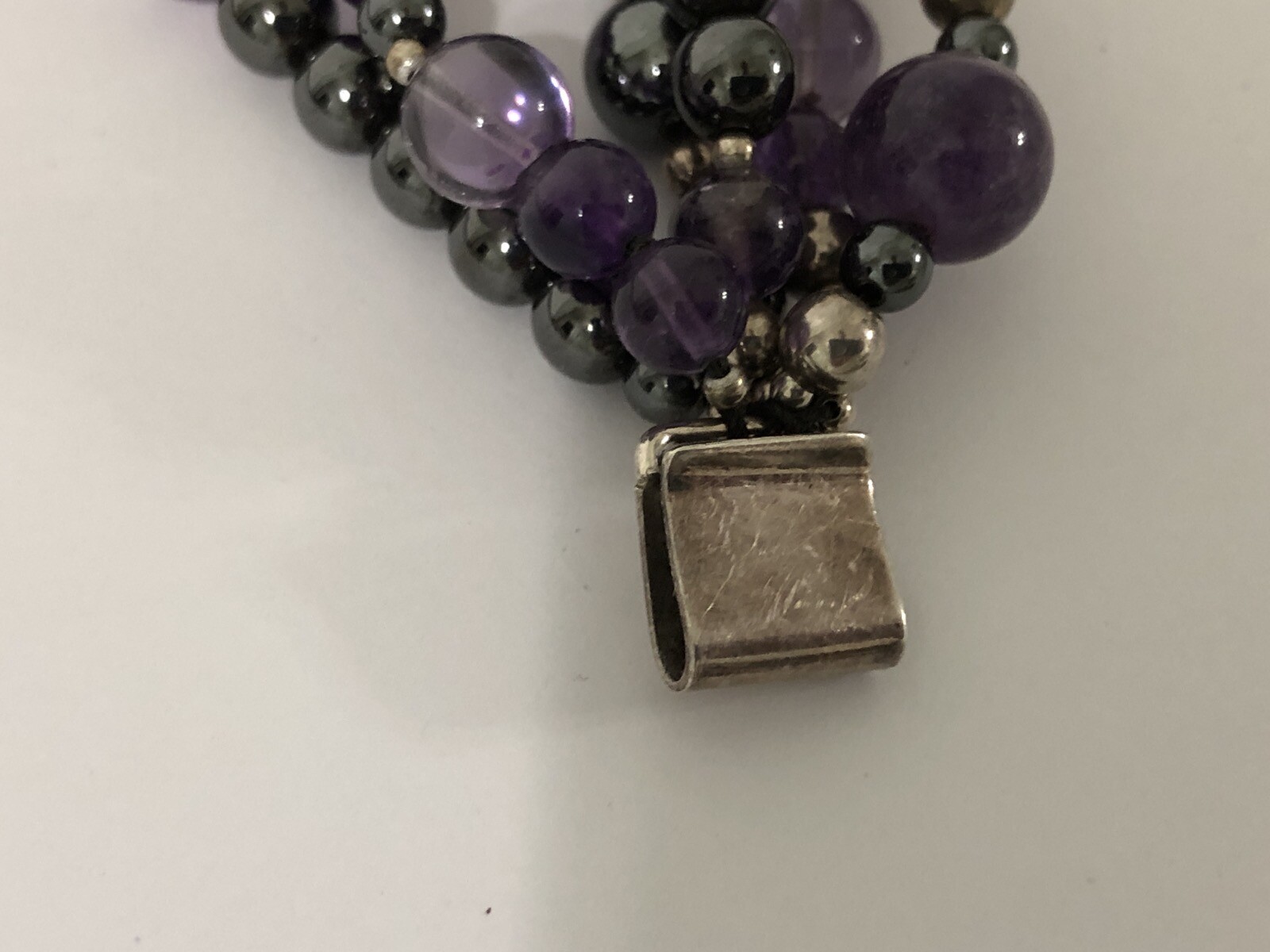 SUSAN CUMMINGS multi strand amethyst bead necklace/Choker statement piece Signed