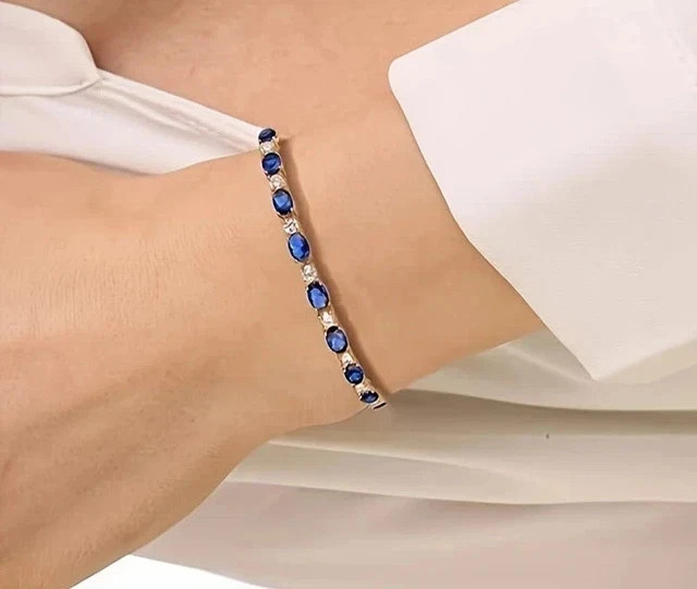 5ct Oval Cut Lab Created Diamond Tennis Bracelet 14K White Gold Plated