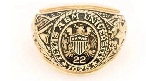 Men’s Aggie Ring University Custom Ring Engagement Ring 14k Yellow Gold Plated