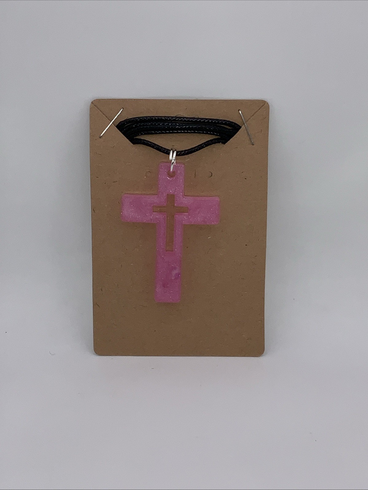 House Of David Handmade Artesian Cross Necklace Pink One Of A Kind 18 in