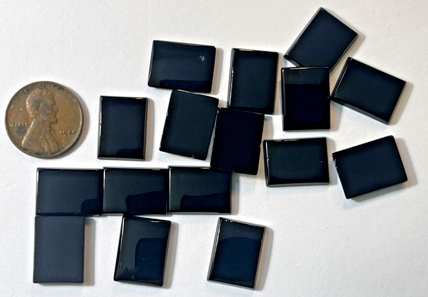 FOUR (4) PIECES BLACK ONYX 16X12 MM RECTANGLE FLAT AS PICTURED BELOW WHOLESALE