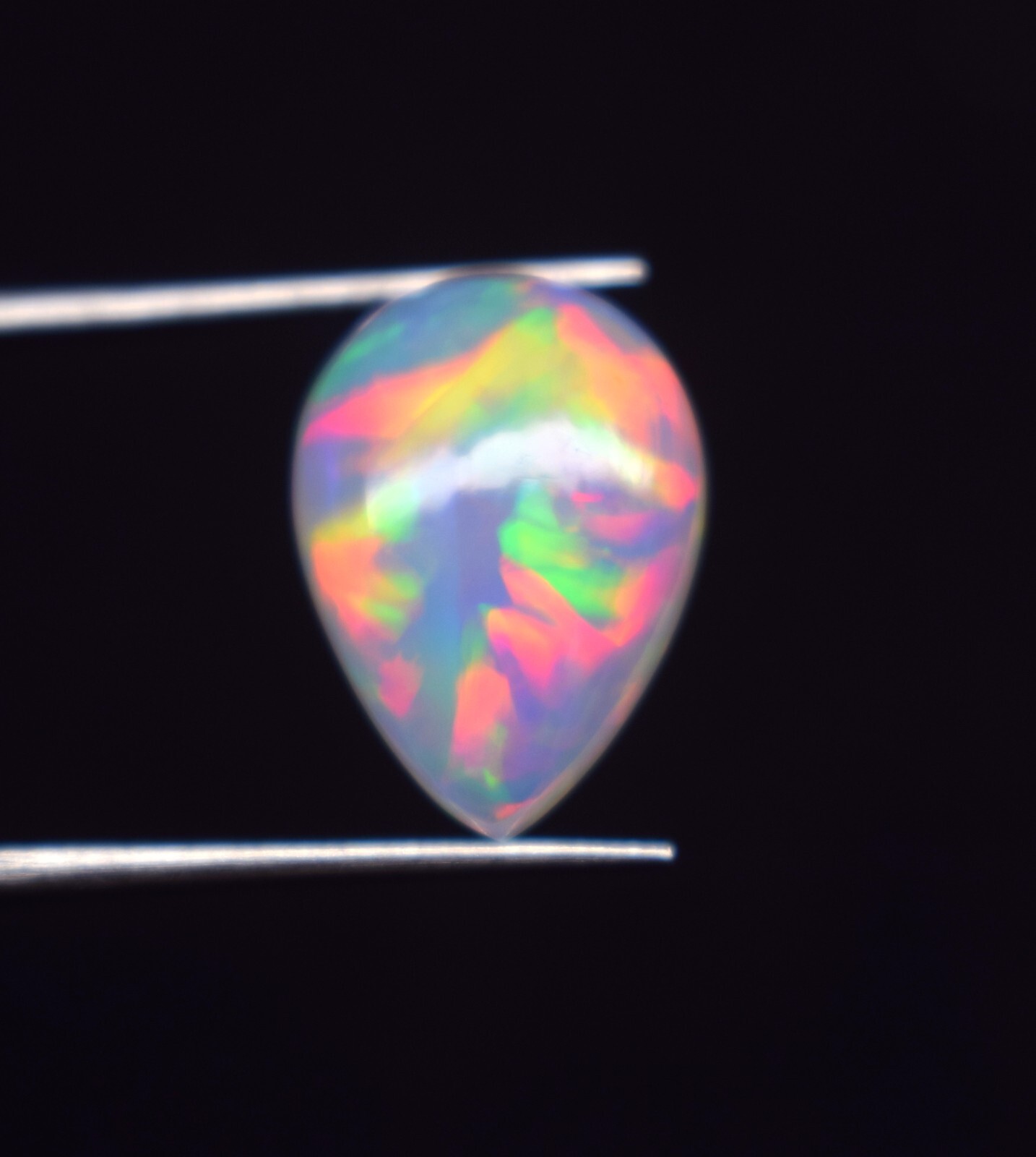 5.8 CT Natural Ethiopian ++Opal Multi Fire Pear Cabochon Gemstone 15.8×11.4 mm