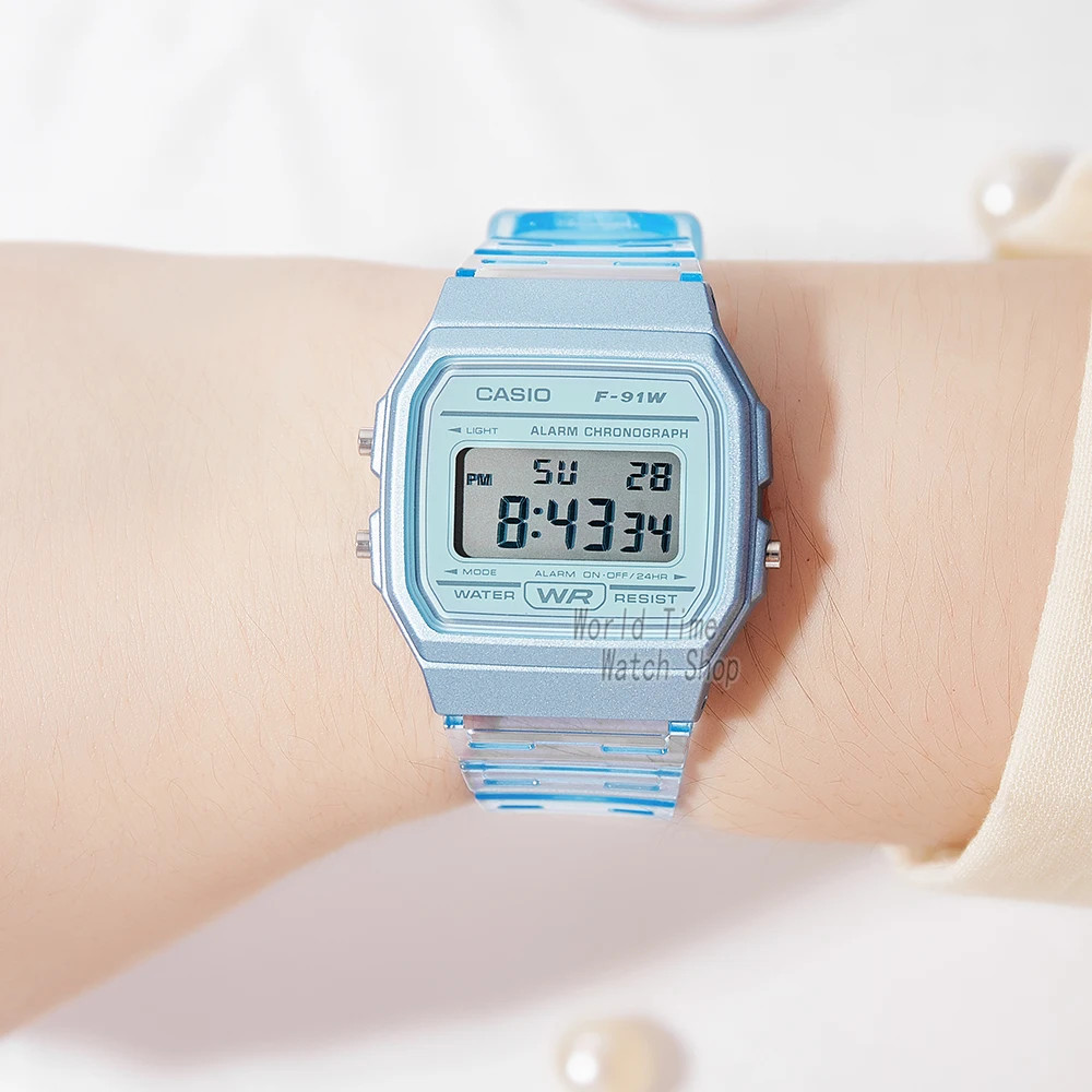 Casio F‑91WS Series Transparent Digital Watch LED Light Alarm Wate
