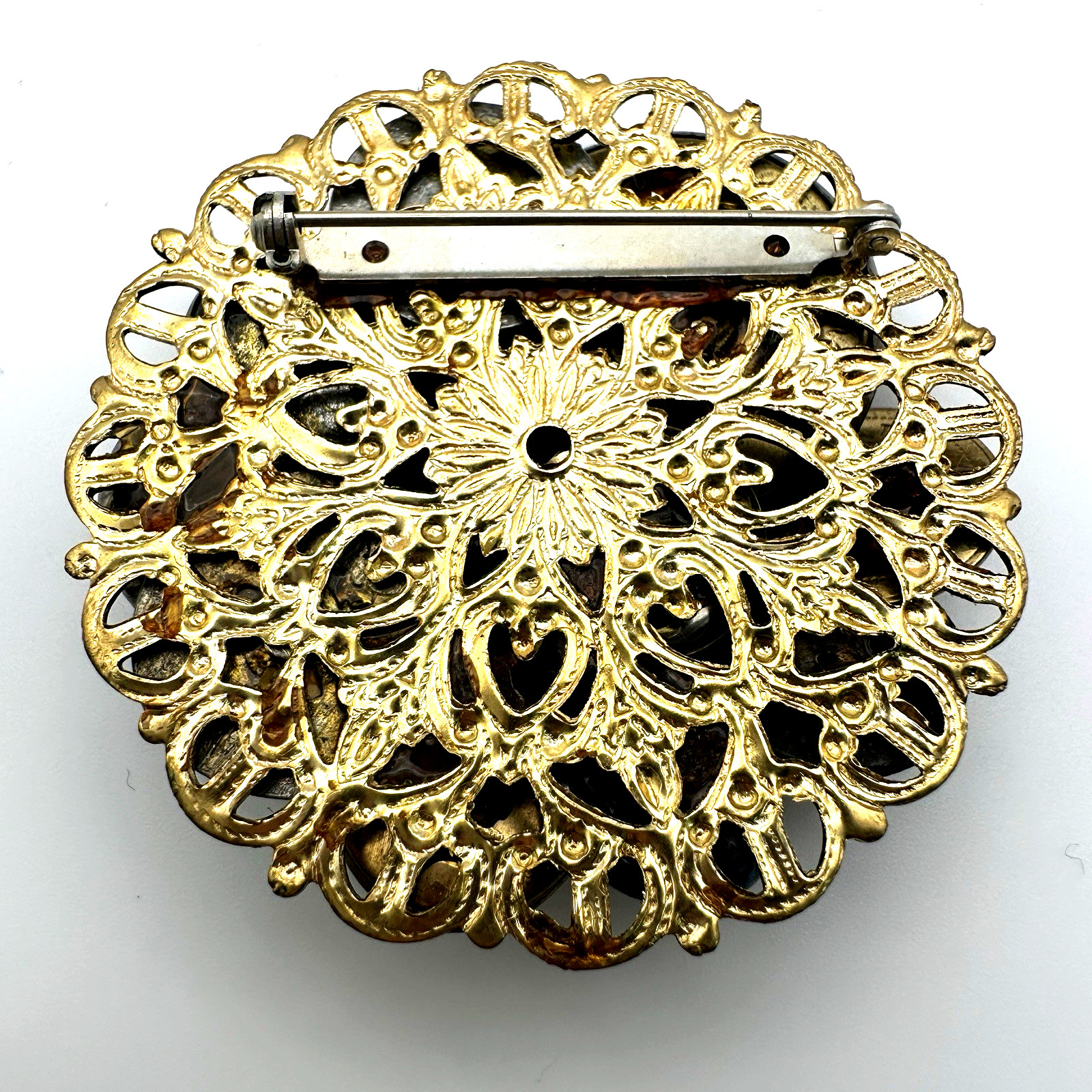 Victorian Steampunk Gothic Button Collage Assemblage Cluster Brooch Locket Pin