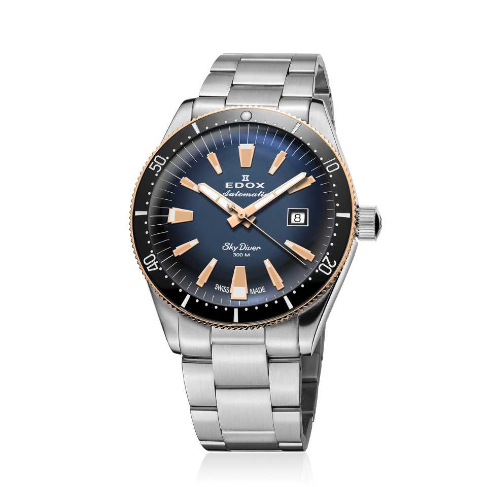 Edox Men’s SkyDiver 42mm Automatic Watch 80126-357RNM-BUIDR