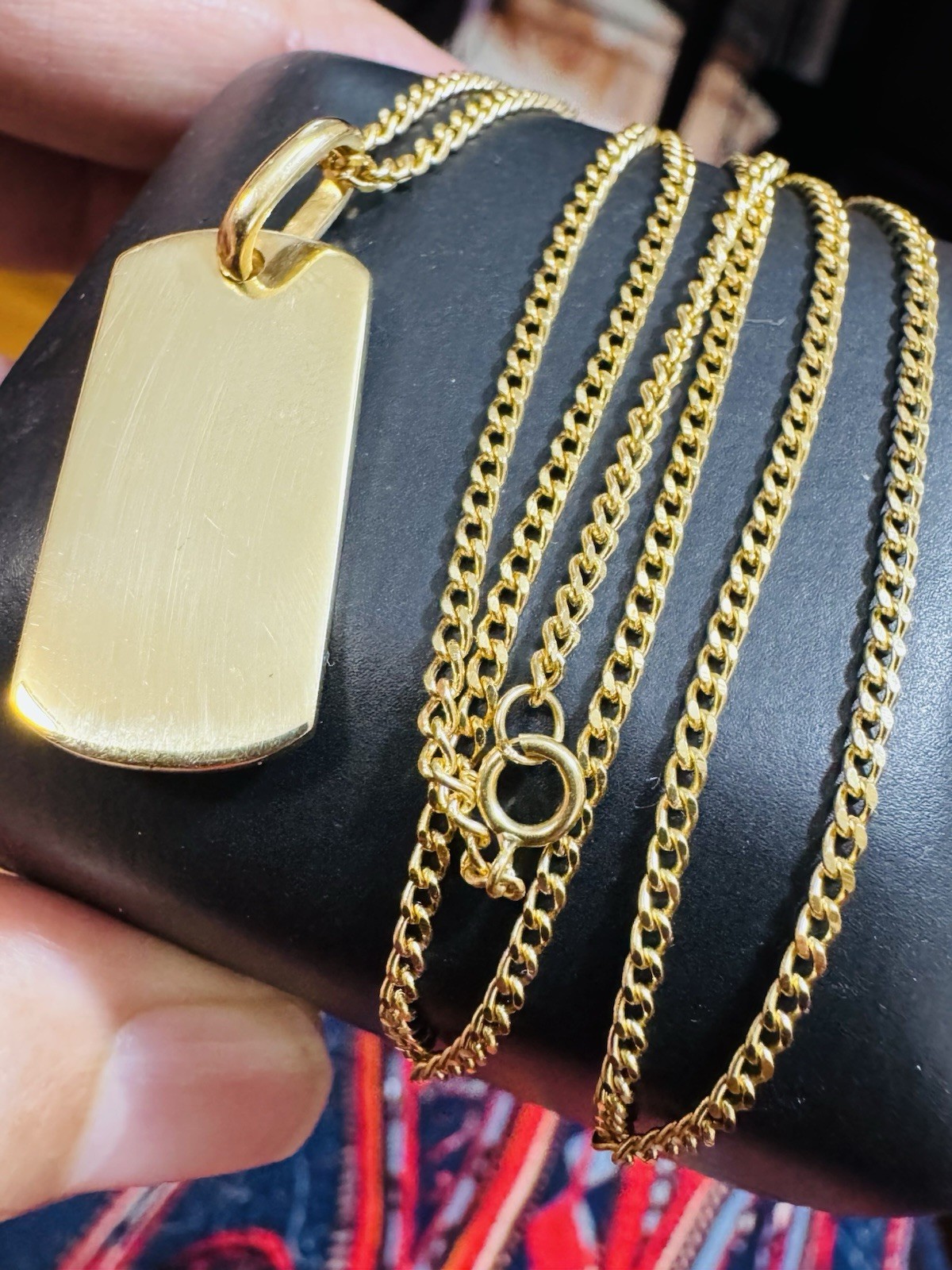 Rare Solid 18K 750 Gold Mens Woman’s Bar Necklace 24”/23.5” Long 11.82g 2.2mm