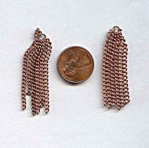 12 VINTAGE COPPER COATED STEEL 6 CURB 1.5″ CHAIN JUMP RING TASSELS T56
