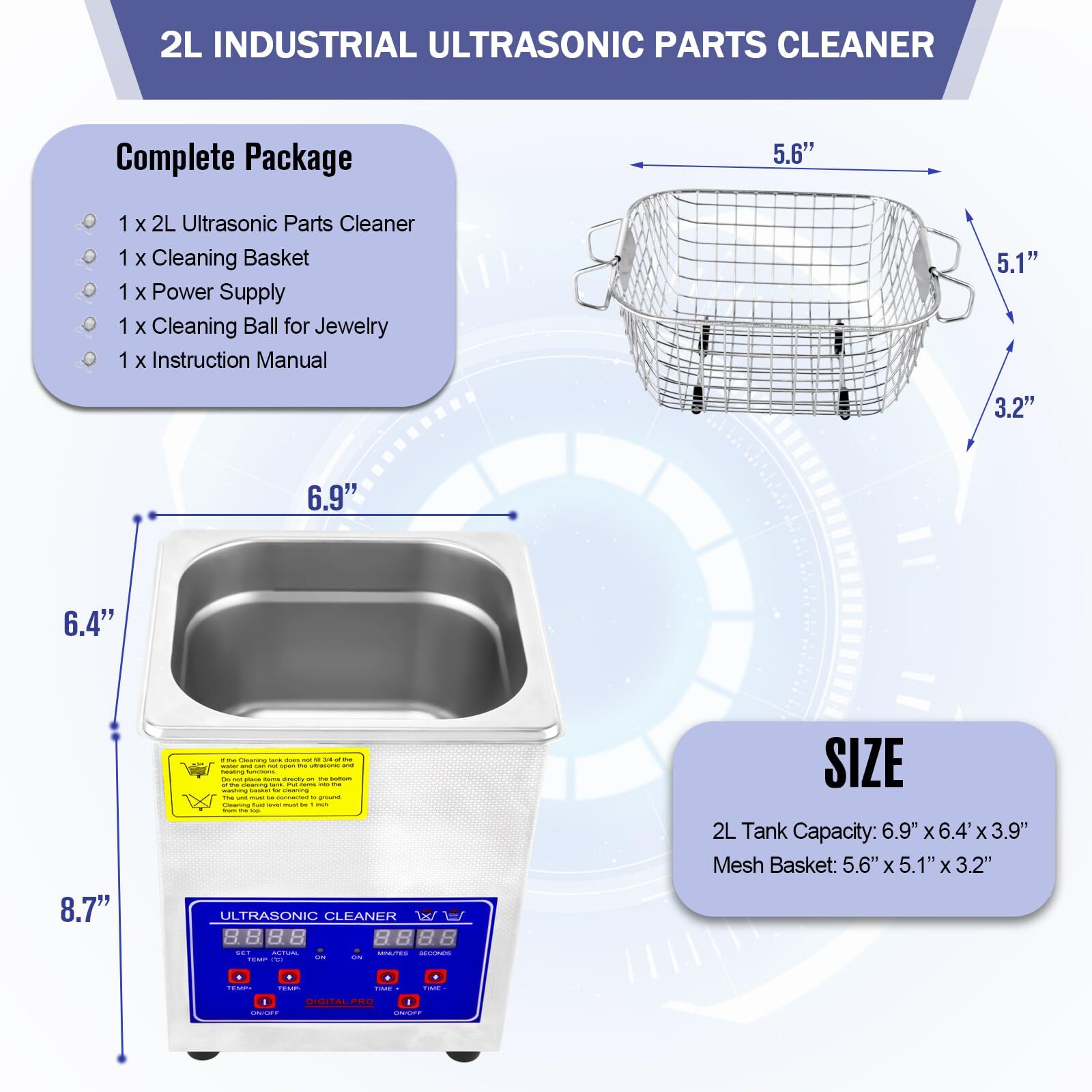 2L Ultrasonic Carburetor Cleaner Machine, Industrial Ultrasonic Parts Cleaner…