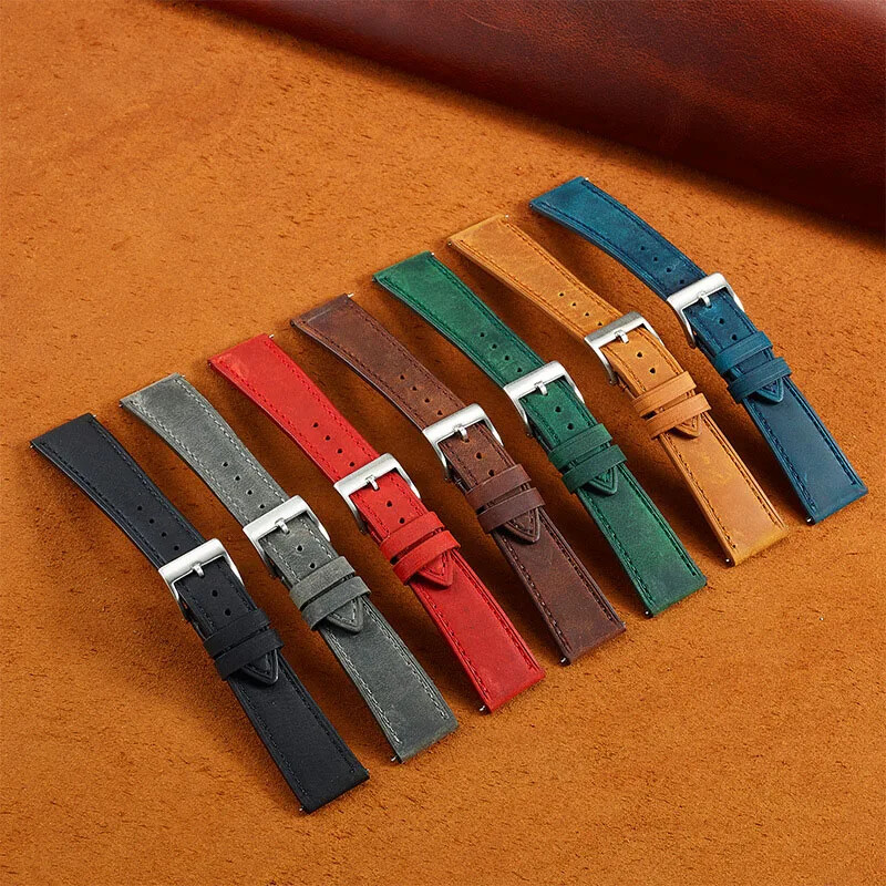 Vintage Genuine Leather Strap 20mm 22mm Watch Band 18 19 21-24mm Retro Bracelet
