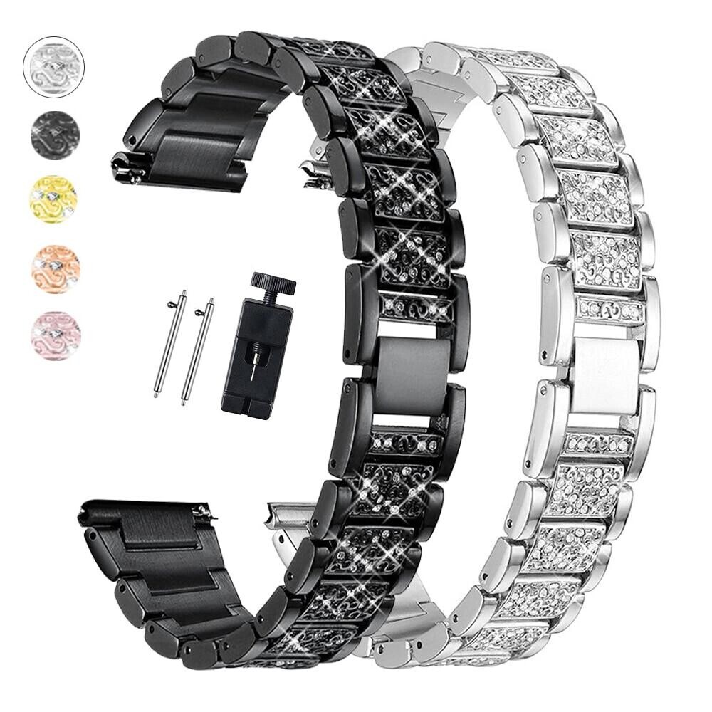 20mm 22mm Bling Diamond Watch Band Quick Release Metal Bracelet Stainless steel