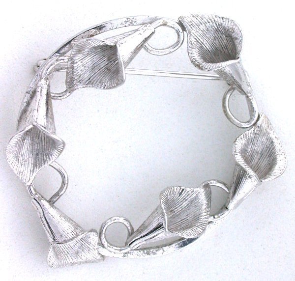 Wells Tulips Pure Solid .925 Sterling Silver Pin Brooch Brooche VINTAGE EBS6658