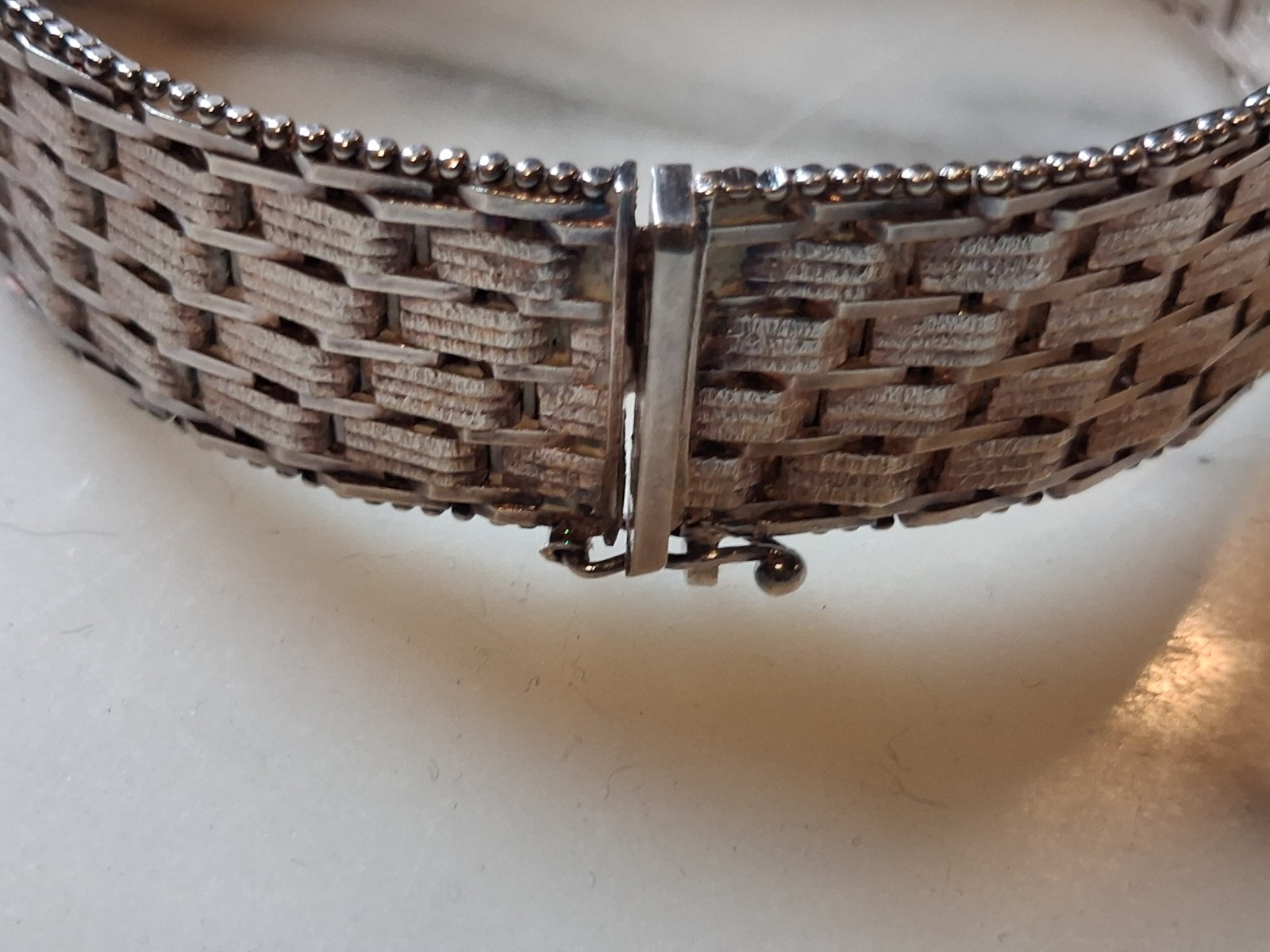 ISC .925 ITALY MARK STERLING SILVER BASKET WEAVE BRACELET SZ-7.5” 45-GRAMS