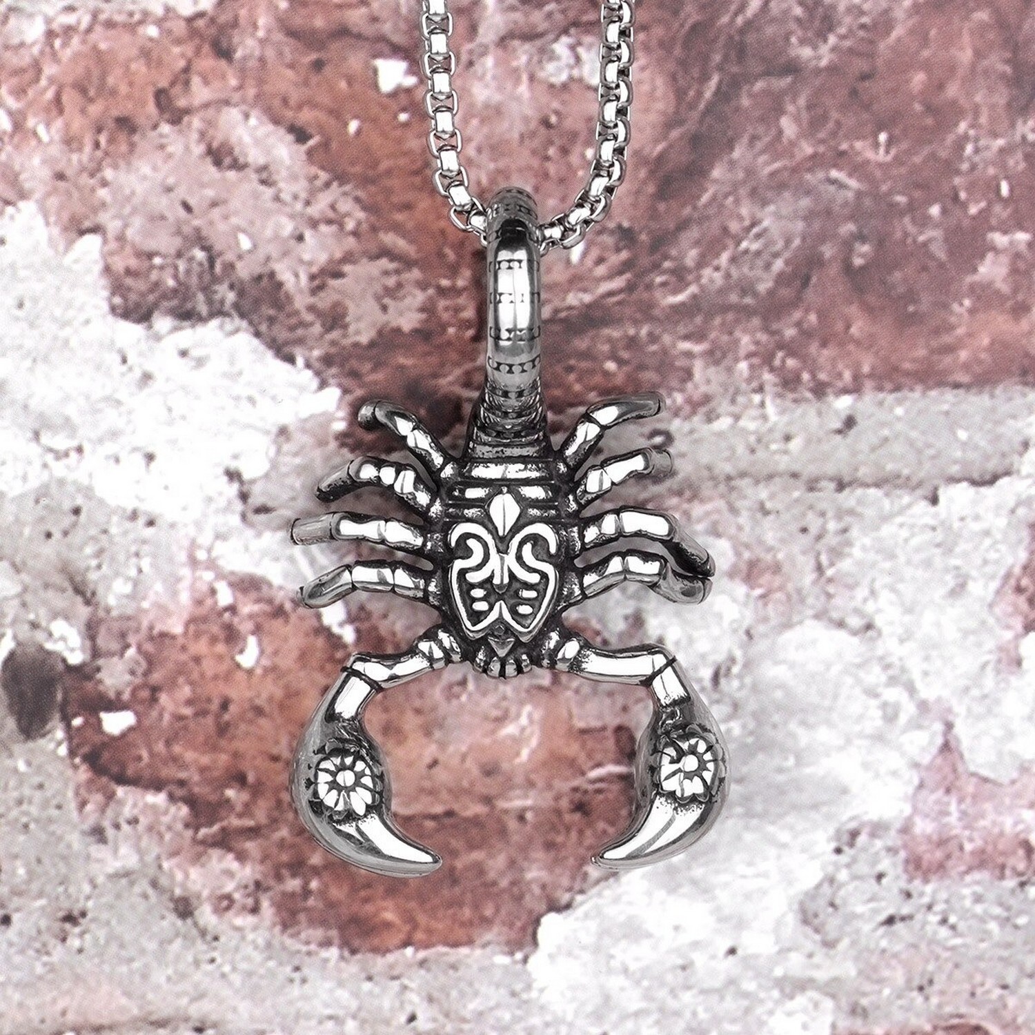 Scorpion Animal Men’s Long Necklace Stainless Silver Pendant Chain Punk Hip Hop
