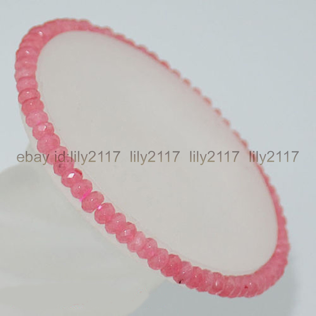 Beautiful 2x4mm Faceted Pink Rhodochrosite Rondelle Gemstones Bracelet 7.5 inch