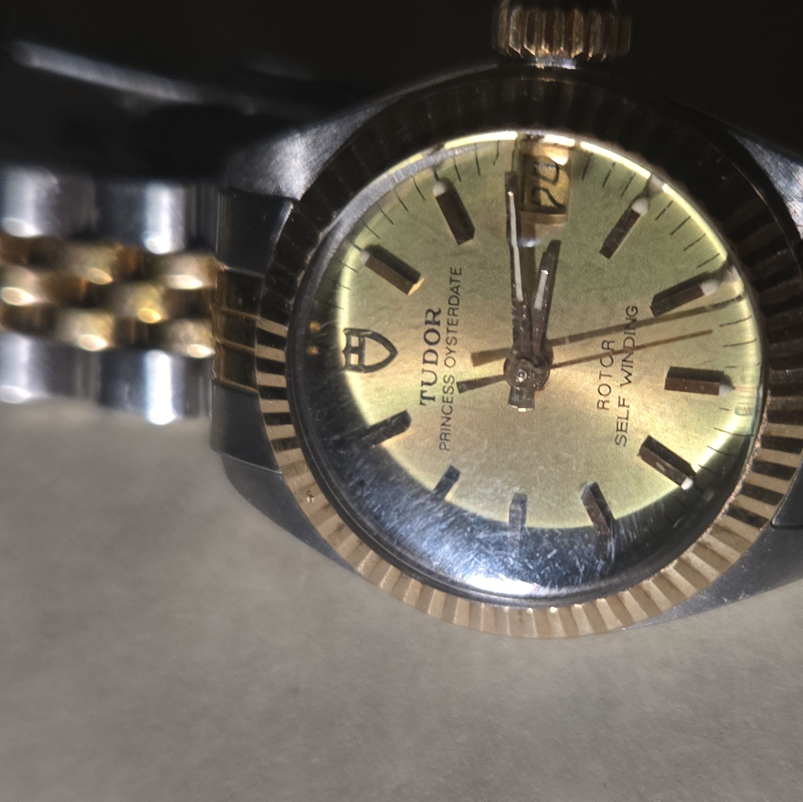 TUDOR PRINCESS OYSTERDATE TWO TONE SELF WINDING WATCH 23MM ROLEX CASE