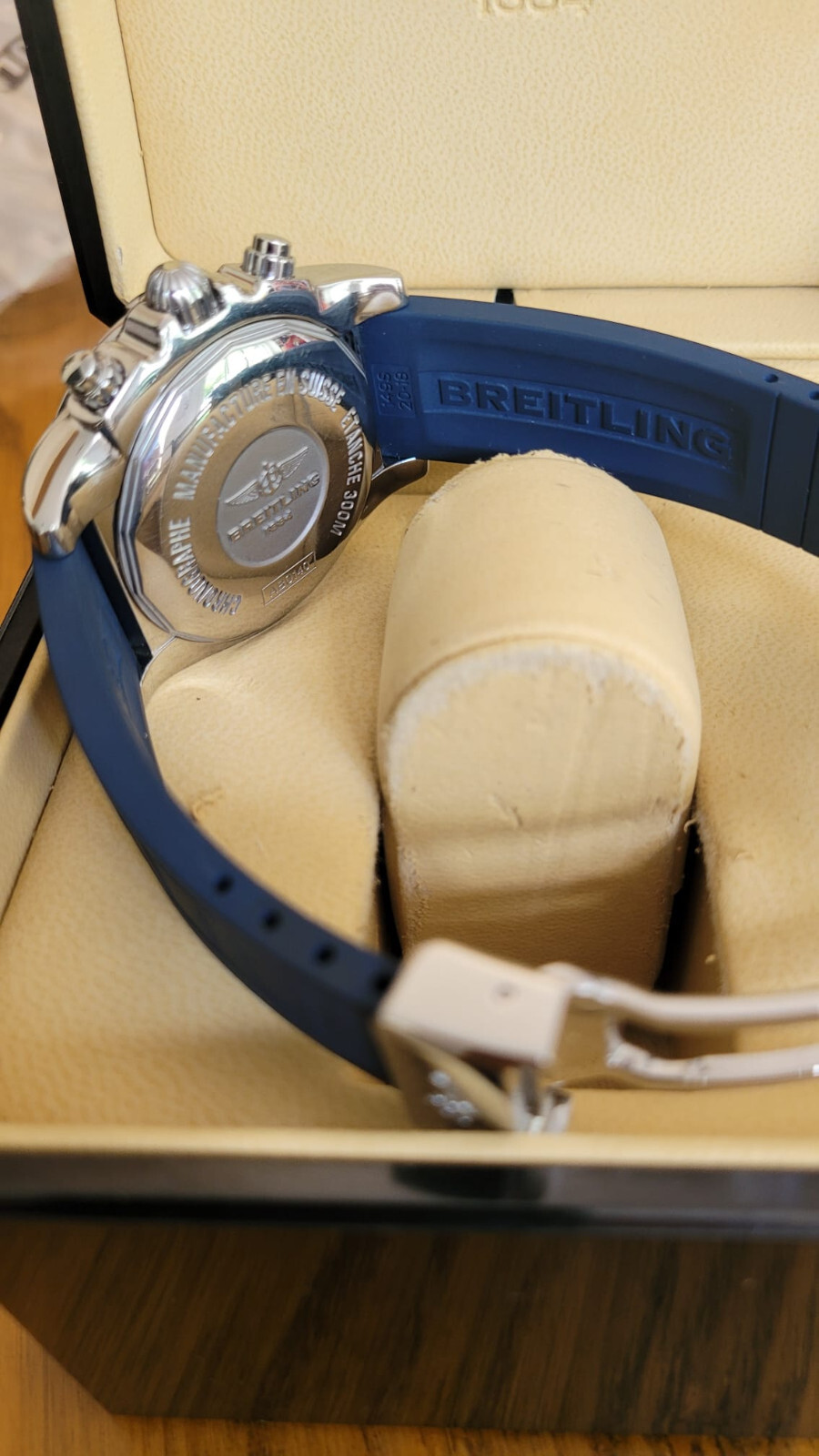 Breitling Chronomat 41 (AB0140) Rare “Black eyed” Blue Dial