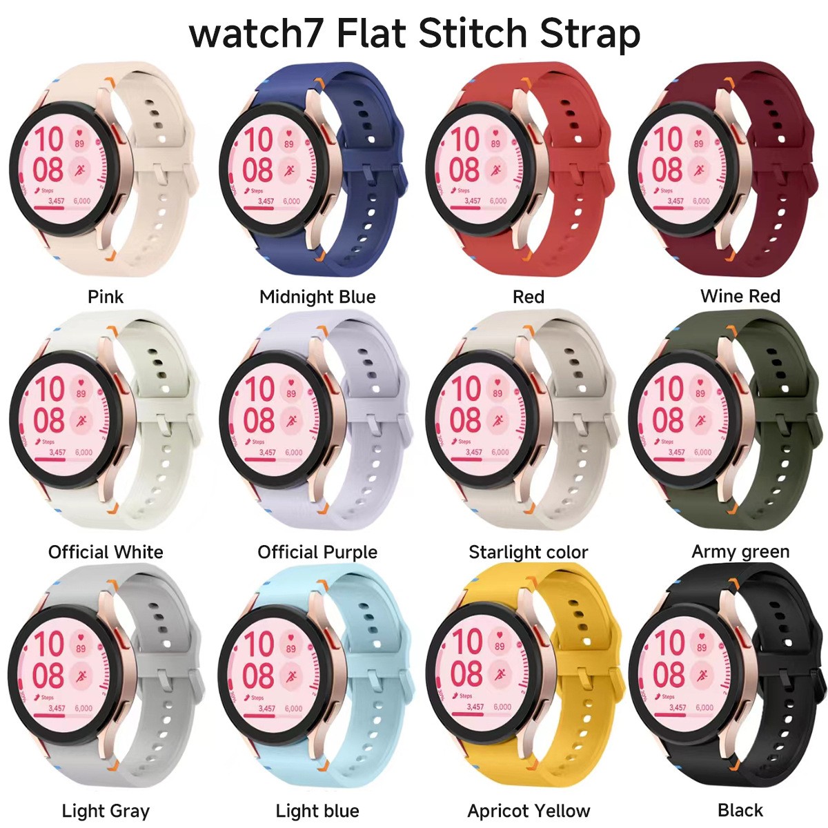 Fits Samsung Galaxy Watch7/6/5/4 Silicone Watch Strap Waterproof Durable Band