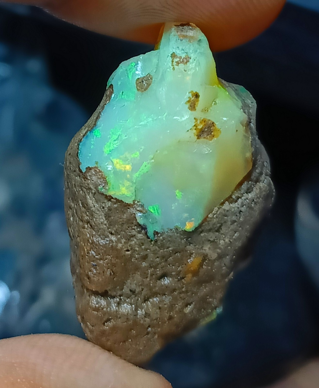 38 Carat, Natural Ethiopian Opal Raw Rough, Multi Flash Gemstone.