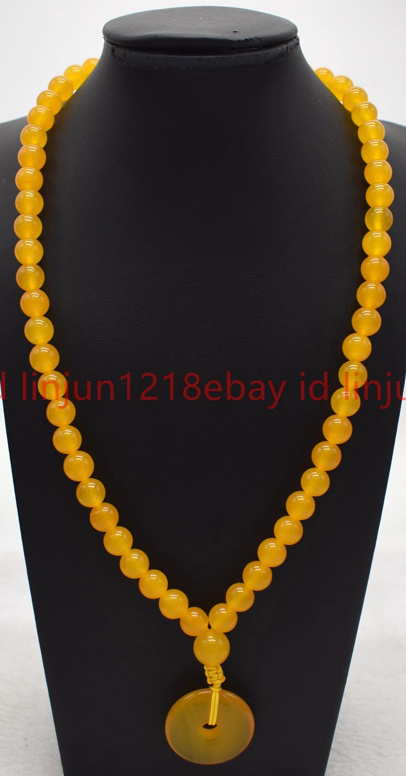 Pretty Natural 6/8/10mm Yellow Jade Round Gemstone Bead Pendant Necklace 16-24in