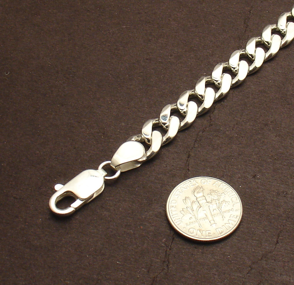 9″ Mens 8mm Solid Miami Cuban Curb Chain ID Bracelet Real 925 Sterling Silver