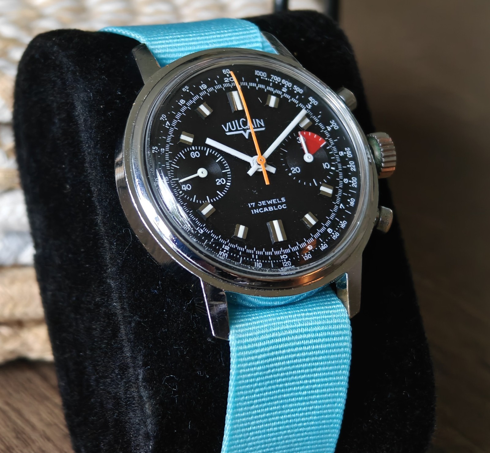 Vulcain 1376 Black Dial Chronograph Manual Wind Men’s Watch Serviced