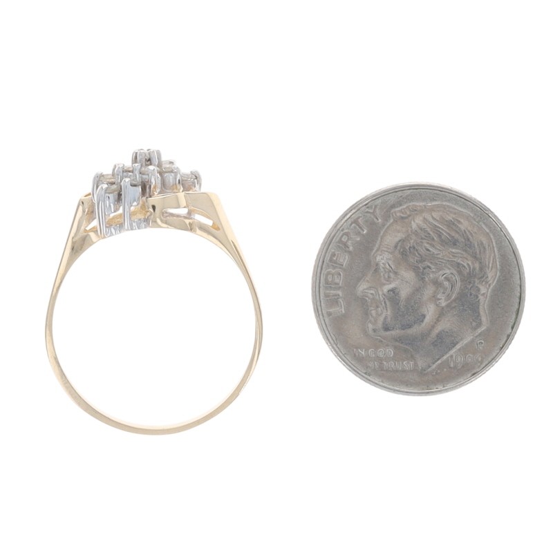 Yellow Gold Diamond Cluster Bypass Ring – 10k Round Brilliant .33ctw Floral