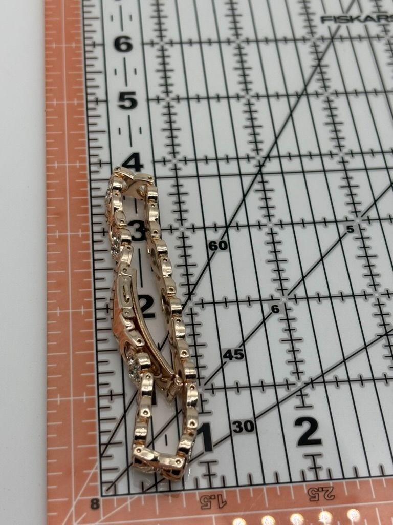 Stainless Steel Magnetic Therapy Bracelet Clover Pattern in Gold-Tone Not Signed