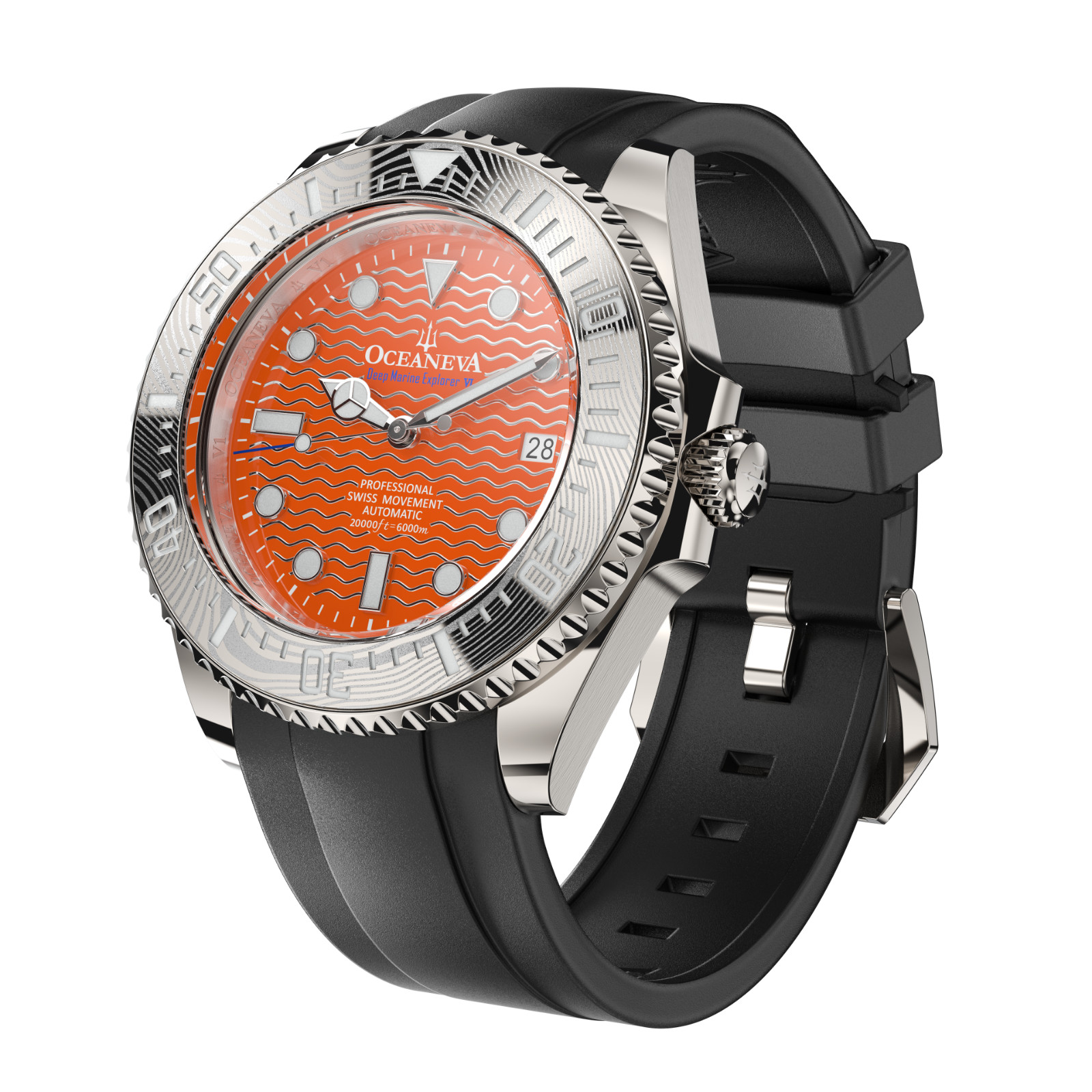 Oceaneva 6000m Grade 5 Titanium AUTOMATIC Watch SWISS MOVEMENT Orange