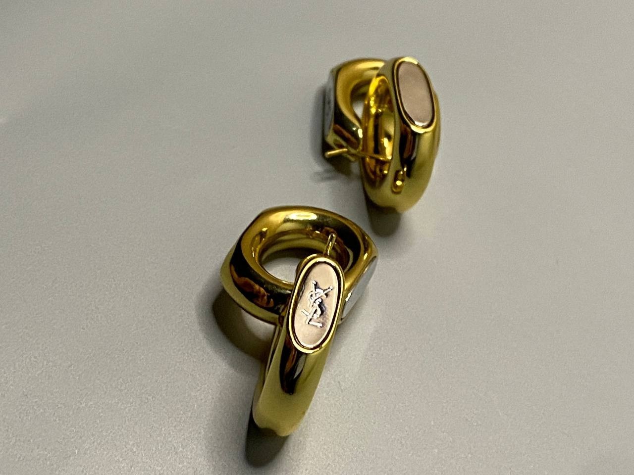 Yves Saint Laurent Gold Interlocking Link Earrings