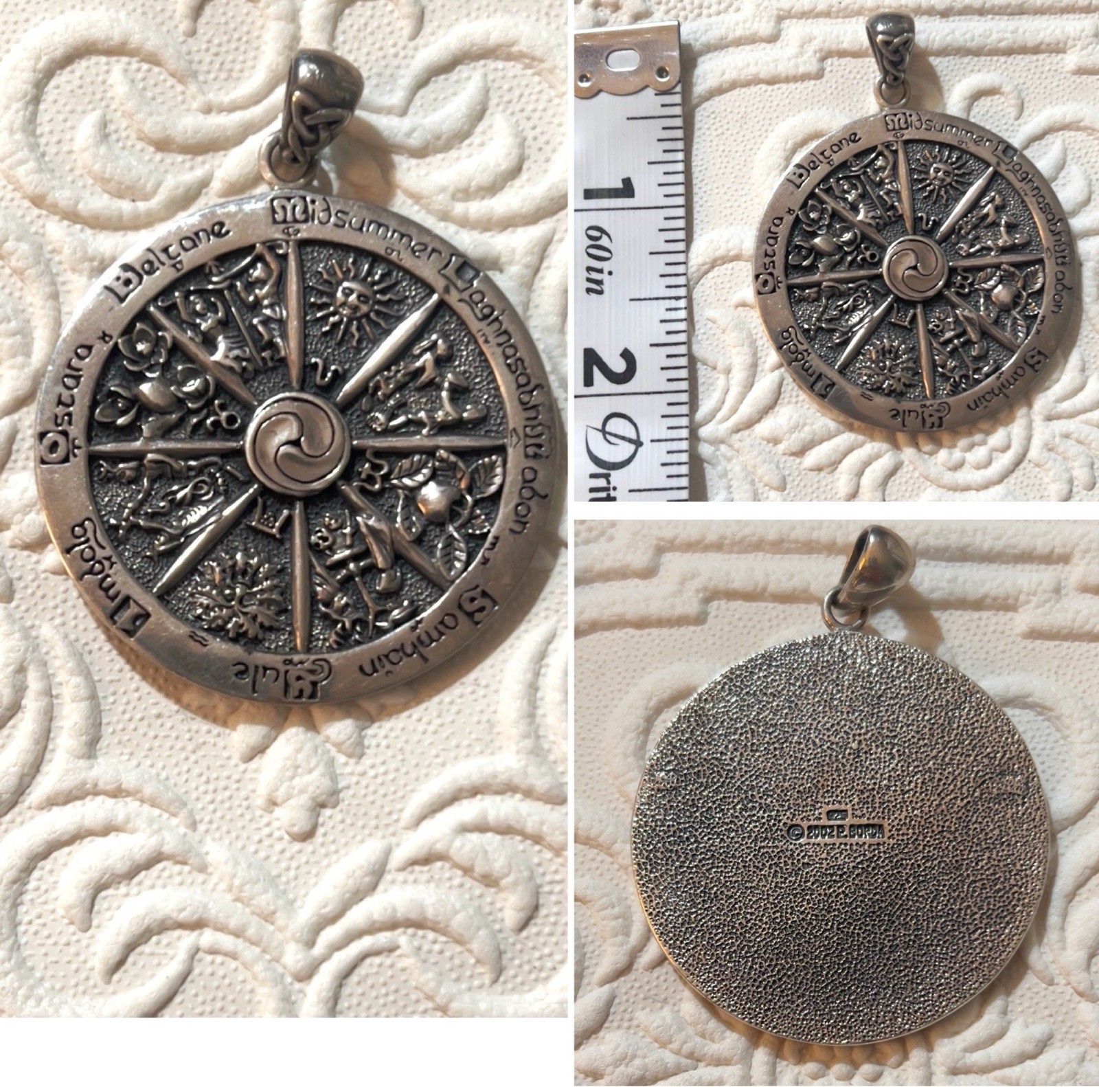 2002 P Borda Sterling Silver Year of the Wheel Pendant