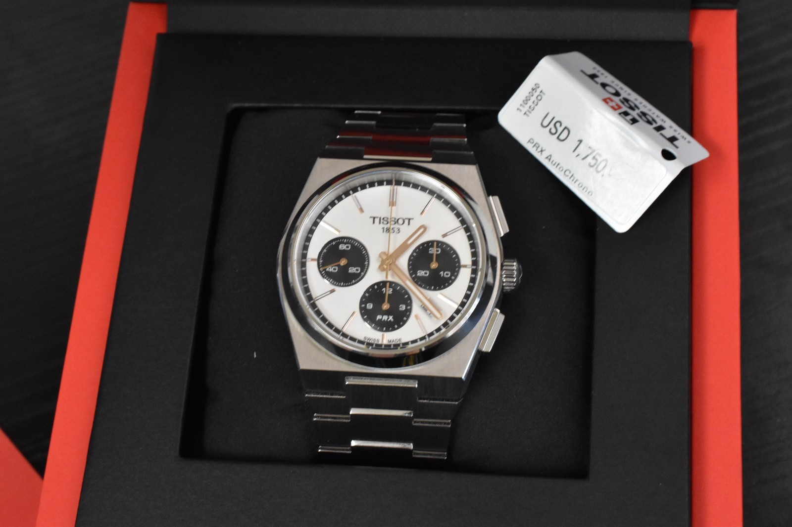 Tissot 1853 PRX Auto Chrono 42mm White Dial Watch w/Box T137.427.11.011.00