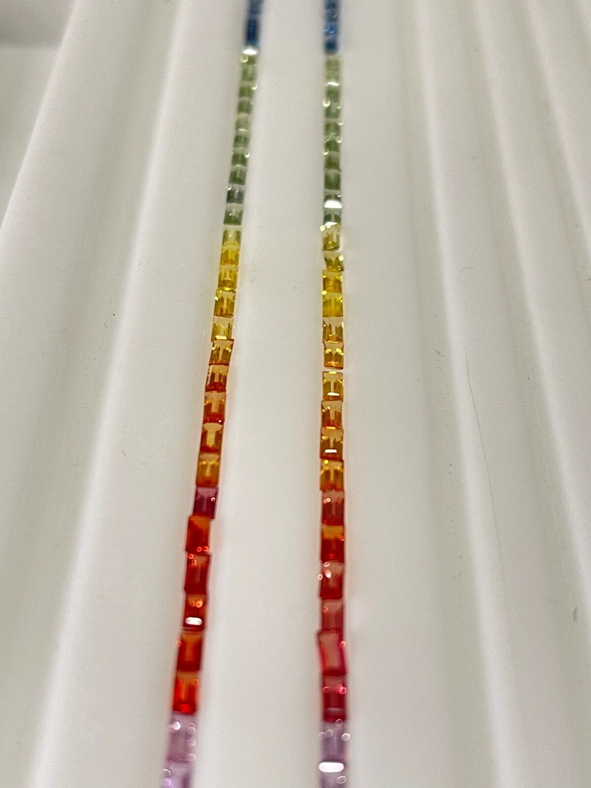 4x2mm Rainbow Sapphire Baguettes Loose Stones Tennis Bracelet 44 Stones