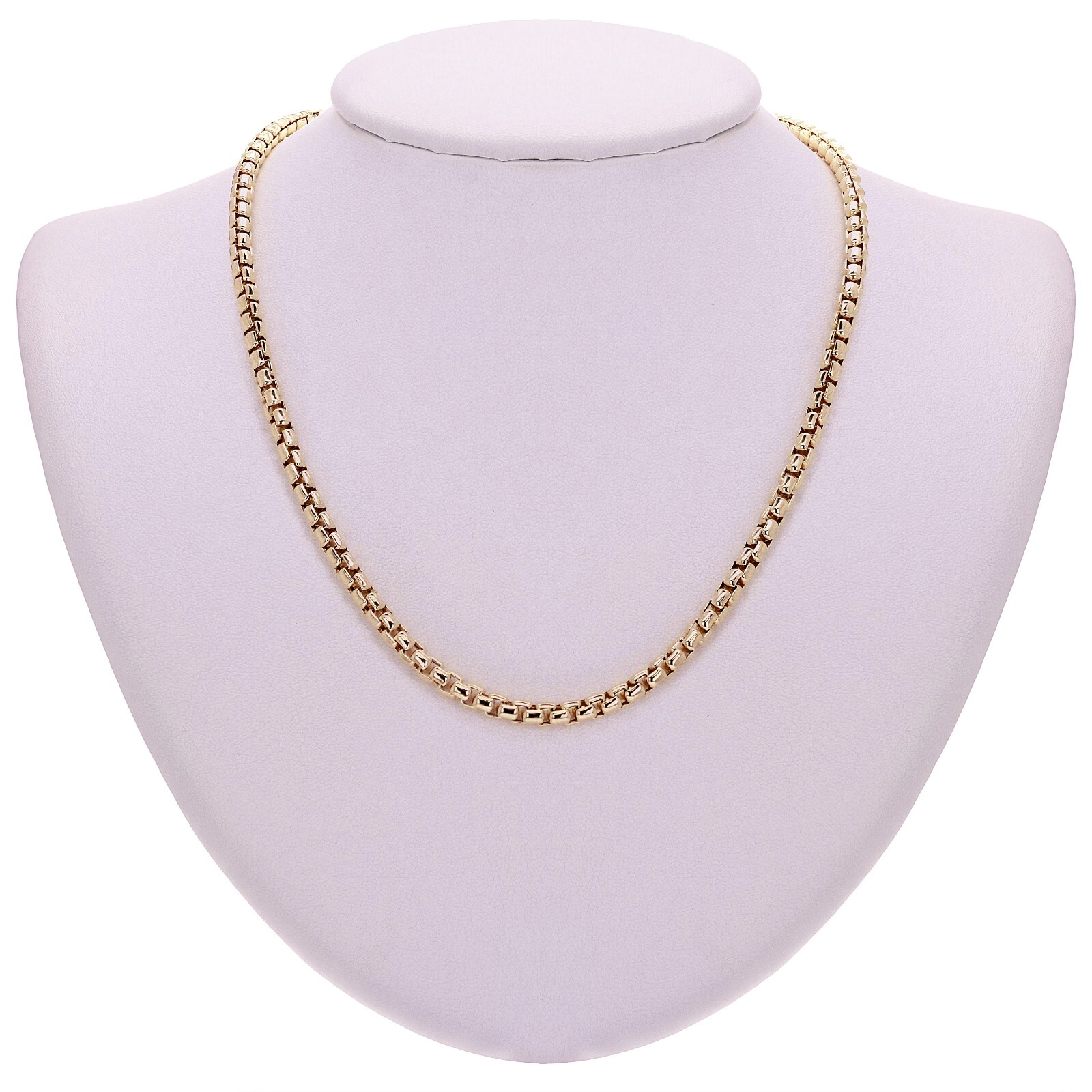Italian 14k Yellow Gold Venetian Box Link Chain Necklace 18″ 4.3mm 17.2 grams