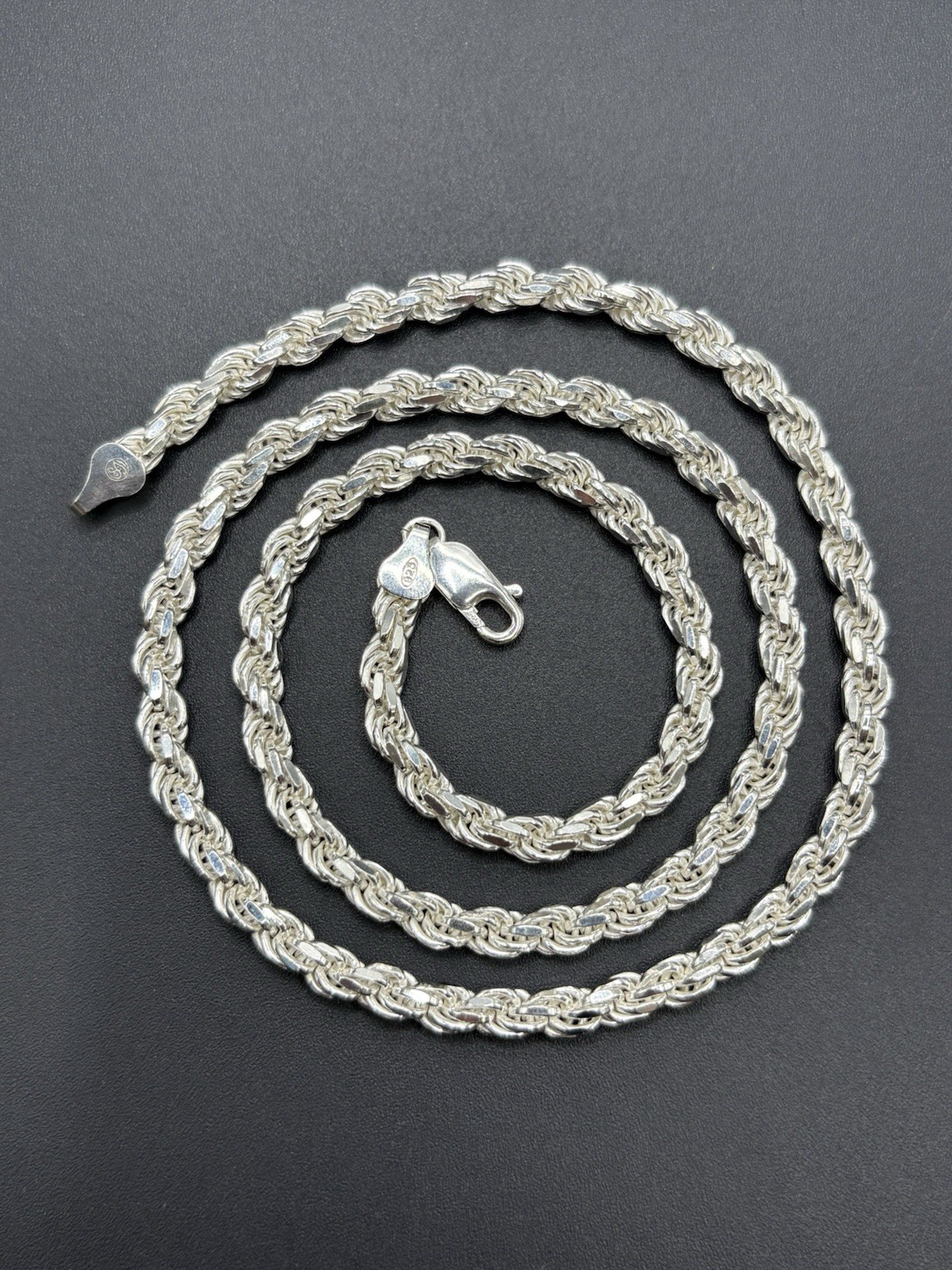 22″ New Condition Sterling Silver 5MM Rope Chain Necklace 42 Grams A27