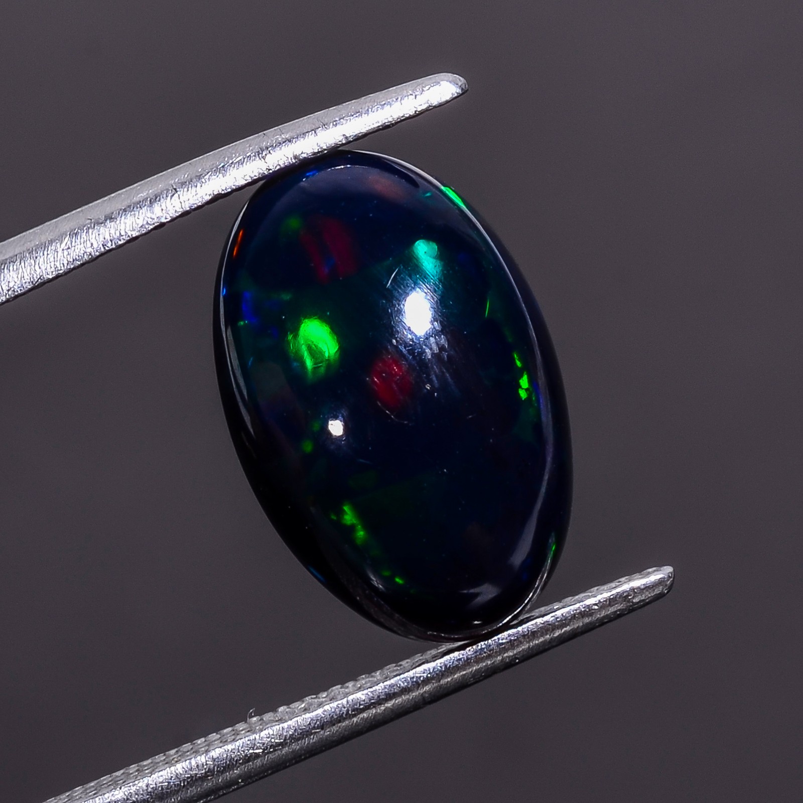 (08X13X05 MM SIZE) 3.10 Carat. NATURAL BLACK ETHIOPIAN OPAL OVAL SHAPE GEMSTONE