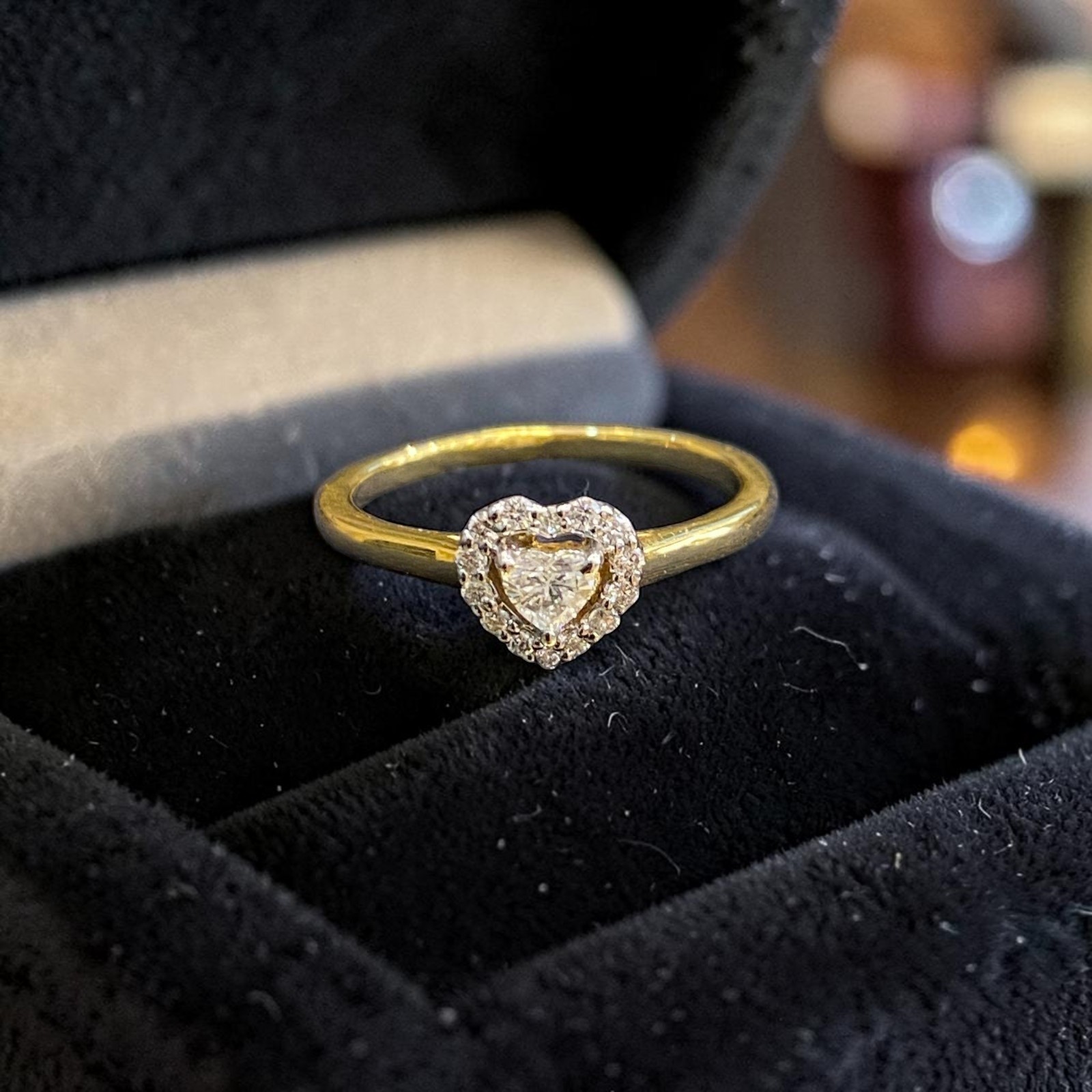 GIA Certified 0.45 Cts Heart Round F/VS1 Diamonds Halo Engagement Ring 18K Gold
