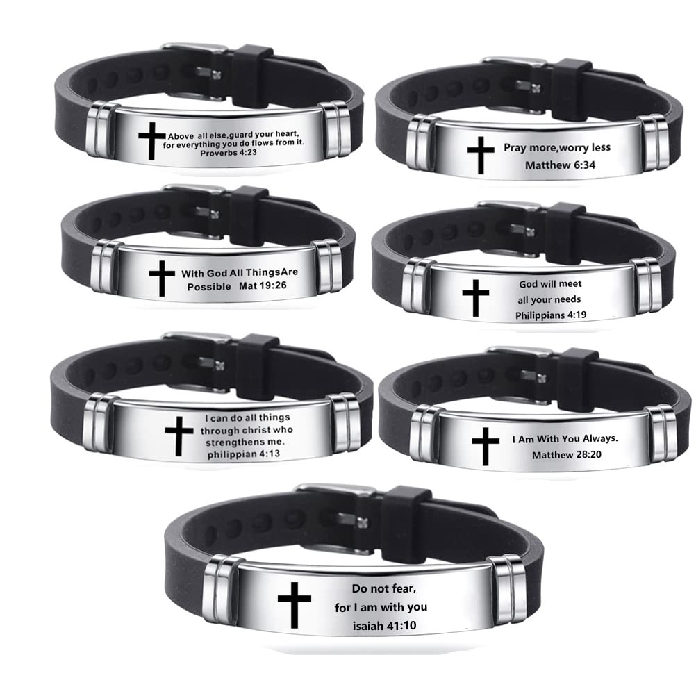 Cross Adjustable Bracelet Inspirational Quote Faith Christian Bible Verse Sil…