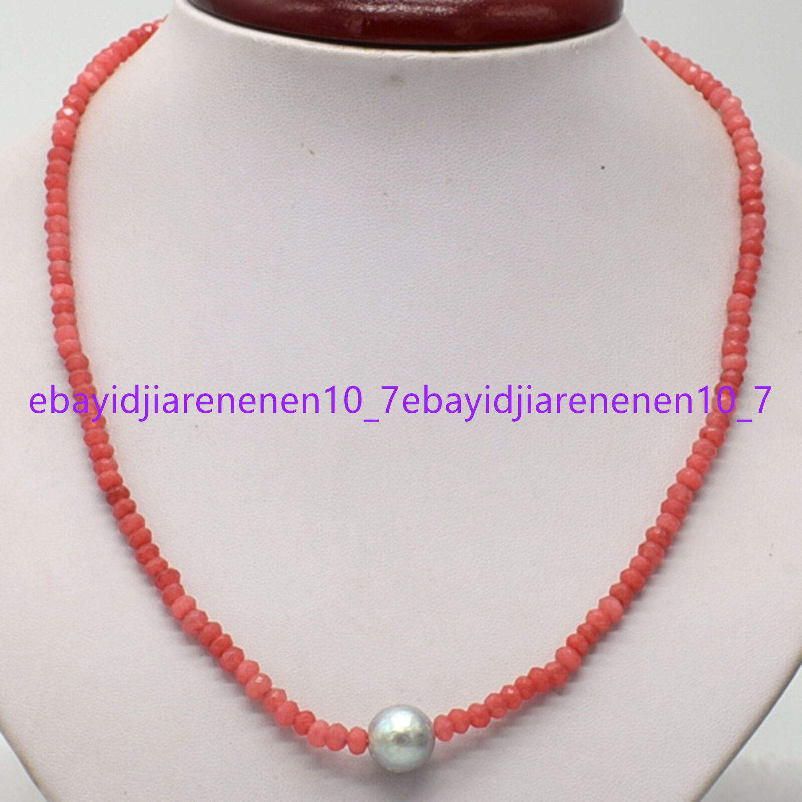 Faceted 2x4mm Pink Rhodochrosite Roundelle Beads & Gray Pearl Necklace 16-28 in
