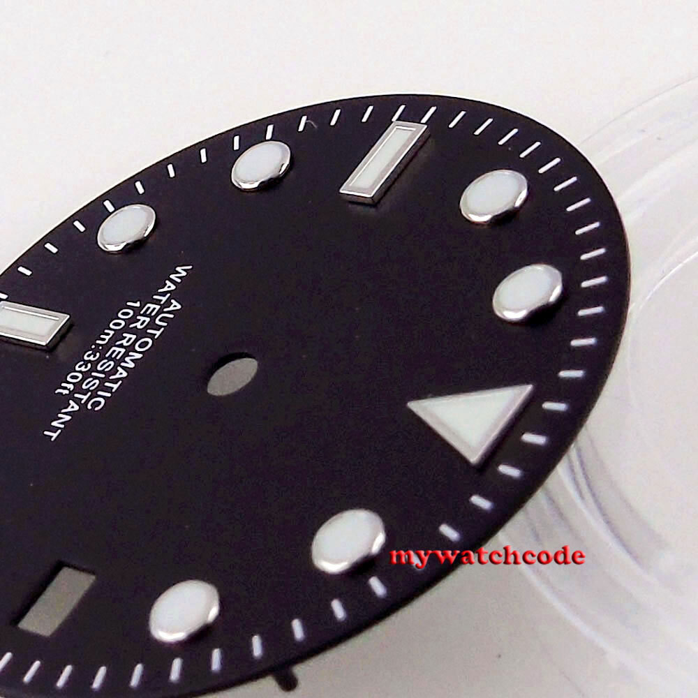 Blue green Luminous 29mm Black Green dial Watch Dial for Nh36A NH35A 2824 PT5000