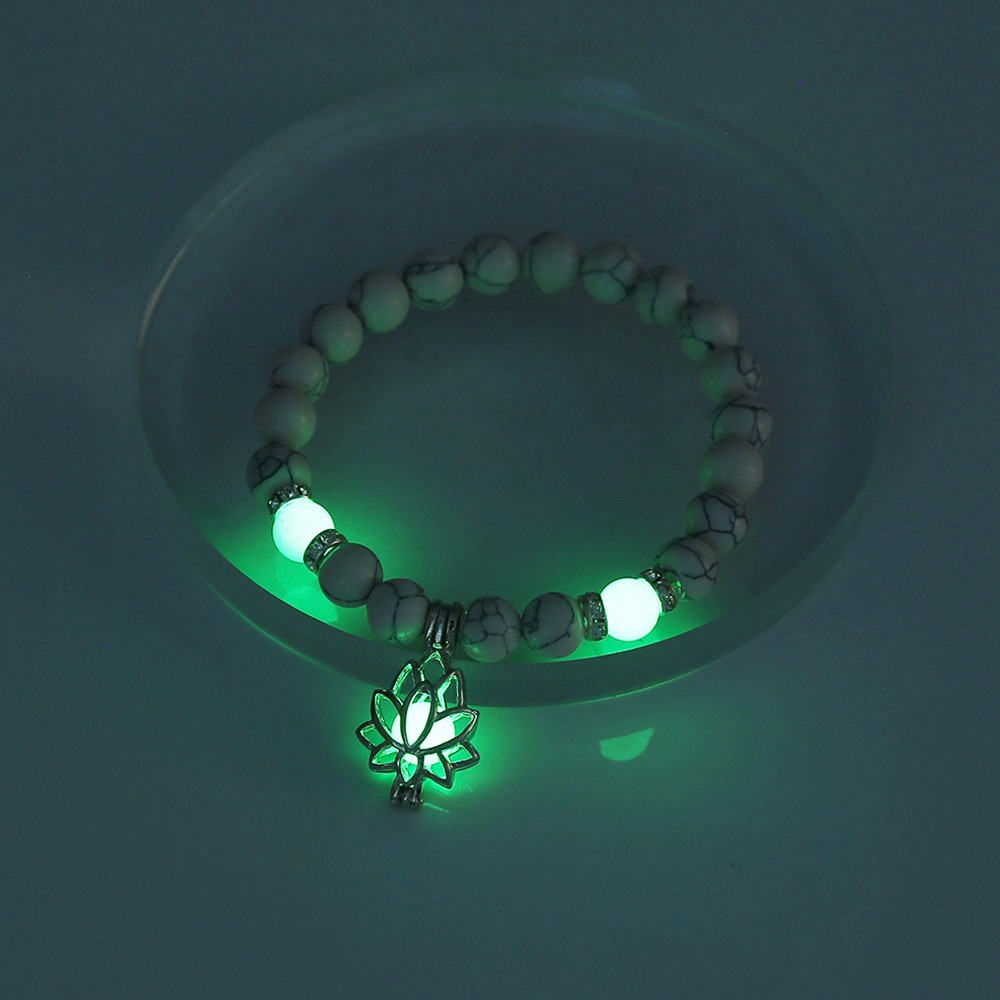 5Pcs Glow in Dark Lotus Beaded Bracelets Luminous Bracelet Women Jewelry Gift