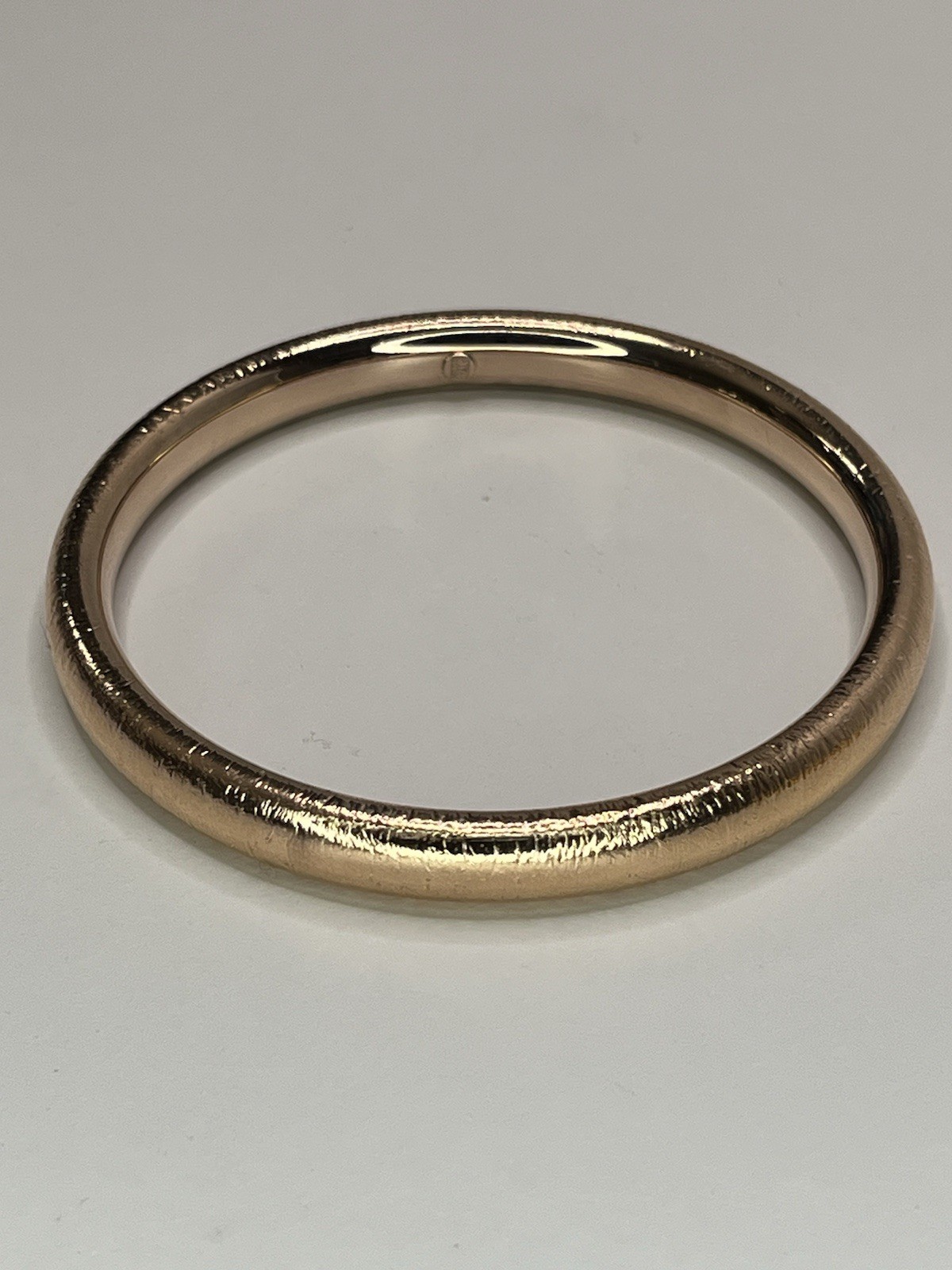 One Milor Italy 14K Rose Gold Over Resin Textured Bangle Bracelet 8”
