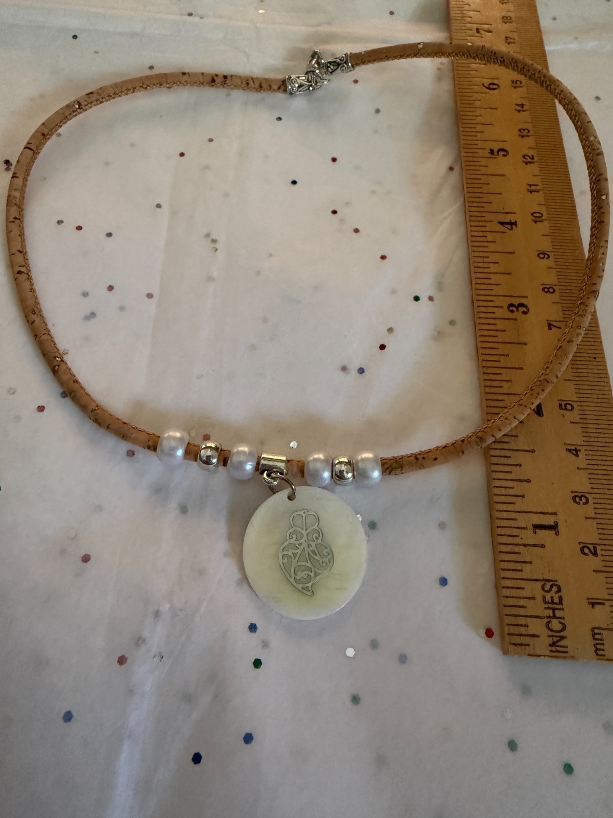 Heart of Viana Shell Pendant on Portuguese Cork Necklace 16 Inches Portugal