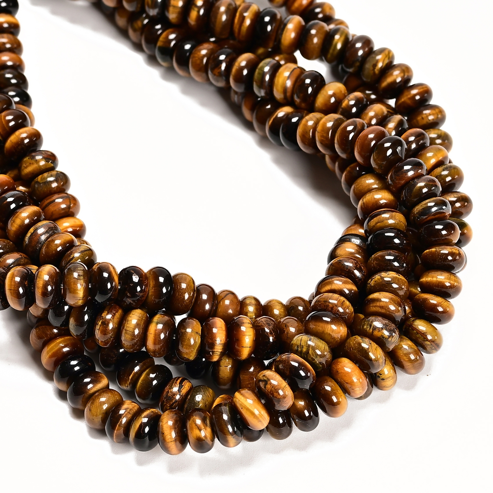 Natural Yellow Tiger Eye Smooth Rondelle Beads 2x4mm 4x6mm 5x8mm 15.5″ Strand