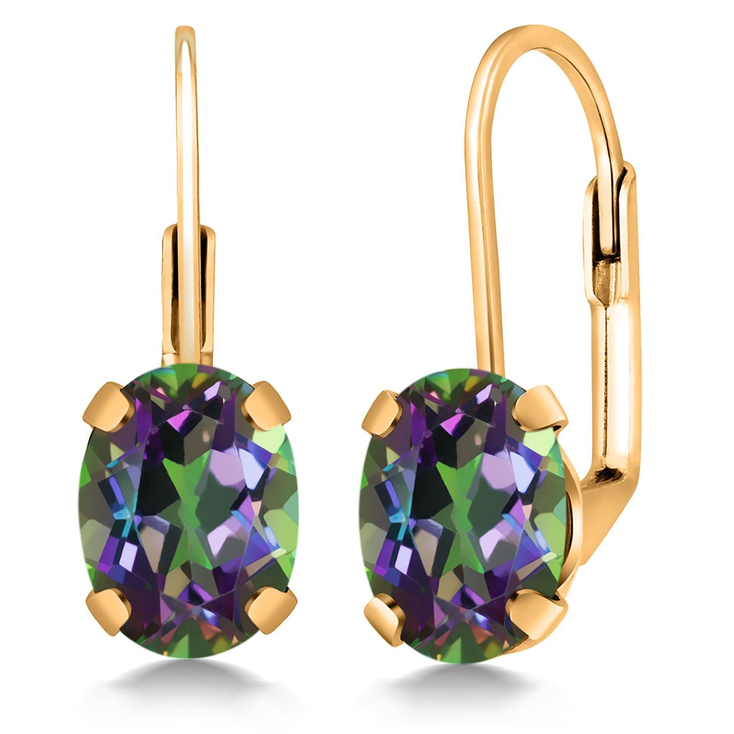 18K Yellow Gold Plated Silver Green Mystic Topaz Earrings for WomenWomen | 3.20