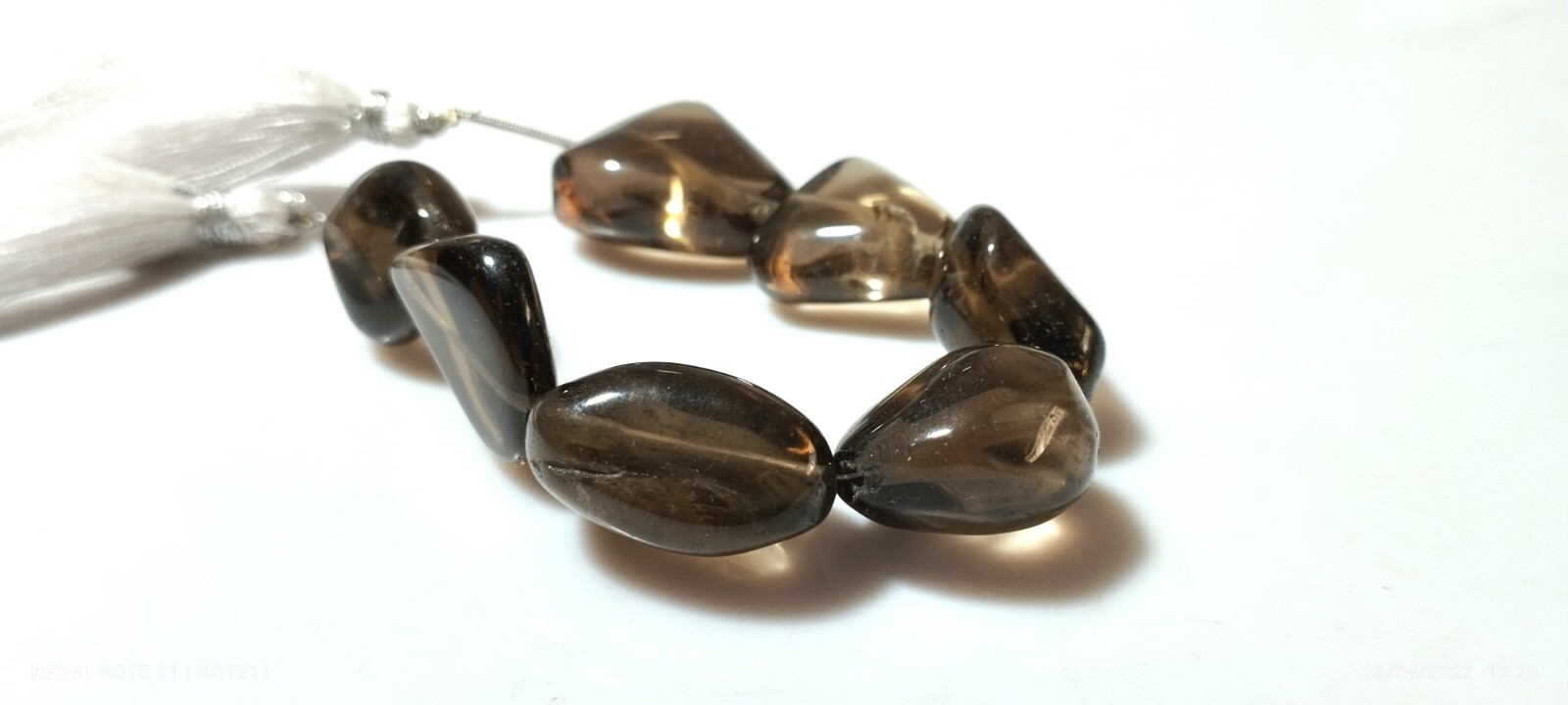 SMOKY QUARTZ NUGGET FREE SIZE SMOOTH TUMBLE JEWERY 7″INCH BRACELET