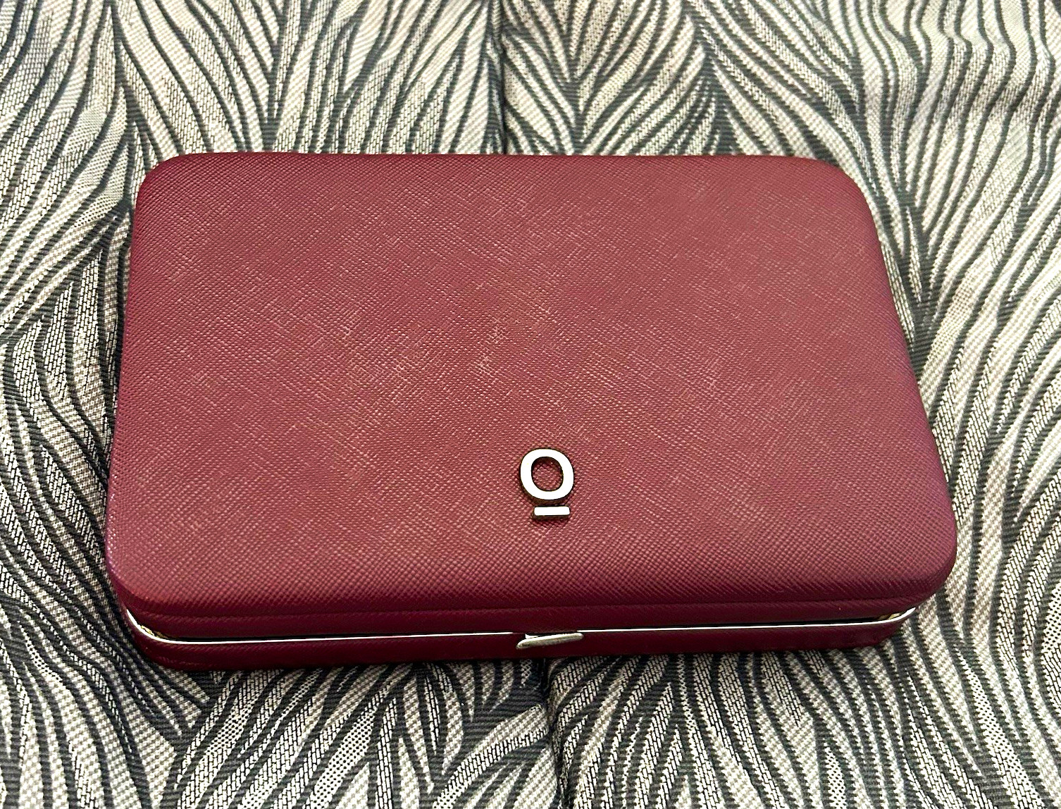 Burgundy Faux Leather Travel Jewelry Box, Lined Ring Organizer, Holds 5 Rings